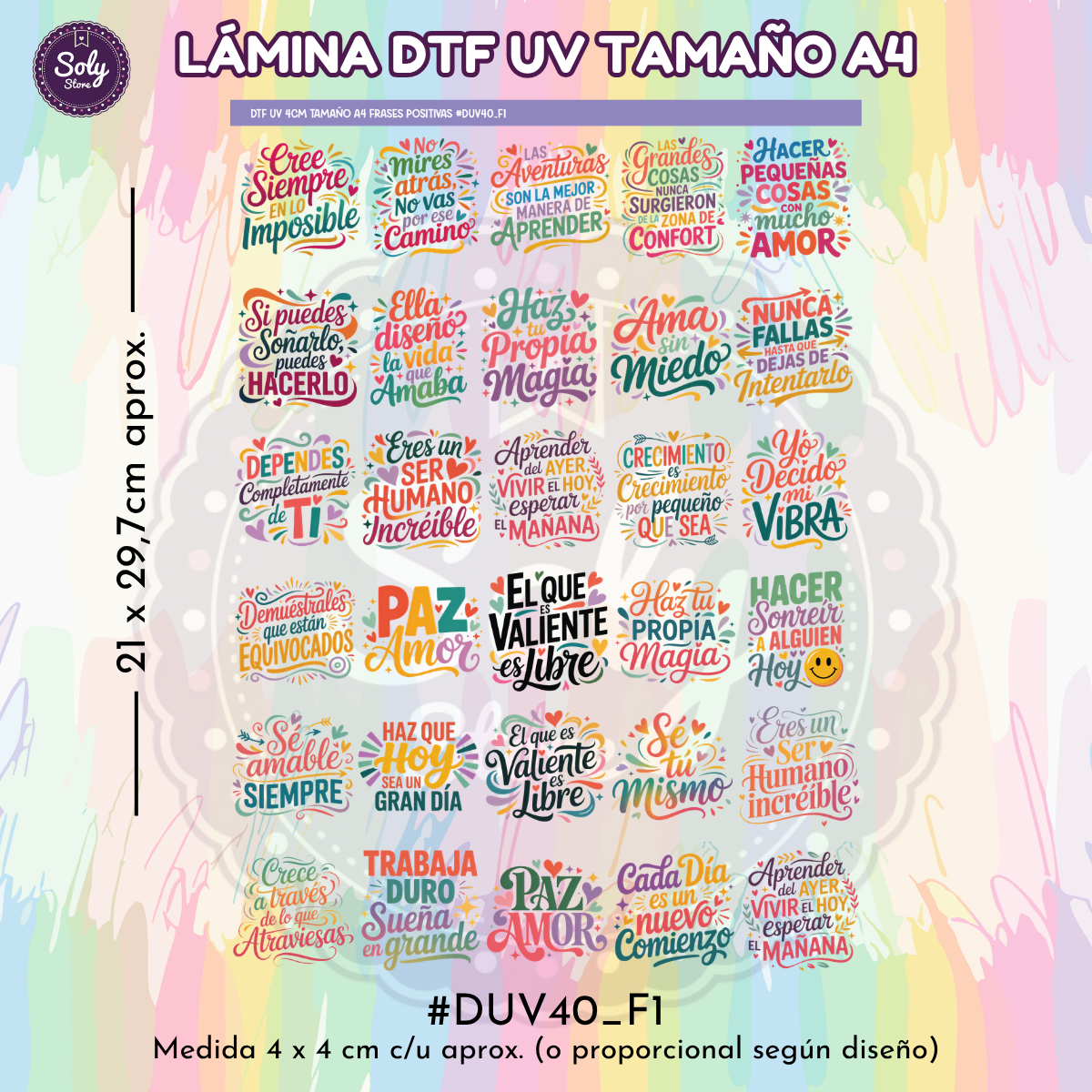 DTF UV FRASES POSITIVAS / MOTIVACIONALES #DTFUV40_F1