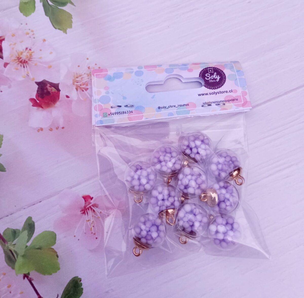 Dije esfera vidrio (10 un) diseño #21