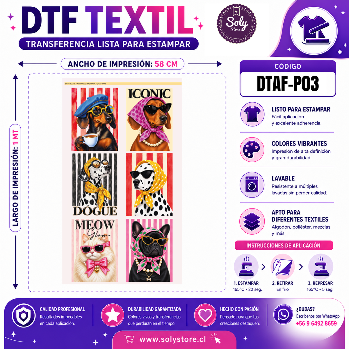 DTF Textil Animales Fashion 58x100 cm – DTAF-P03