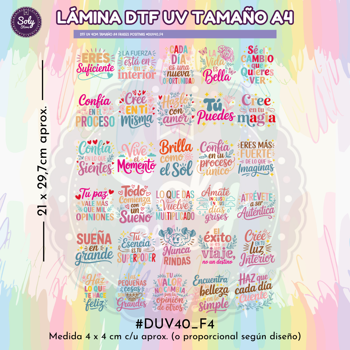 DTF UV FRASES POSITIVAS / MOTIVACIONALES #DTFUV40_F4
