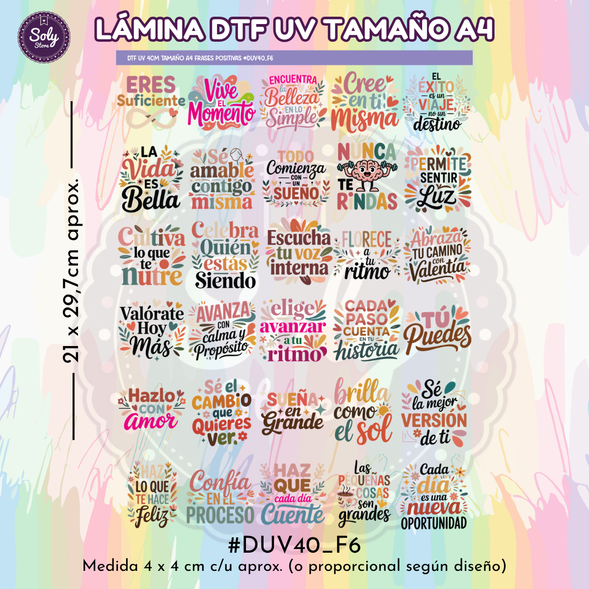 DTF UV FRASES POSITIVAS / MOTIVACIONALES #DTFUV40_F6