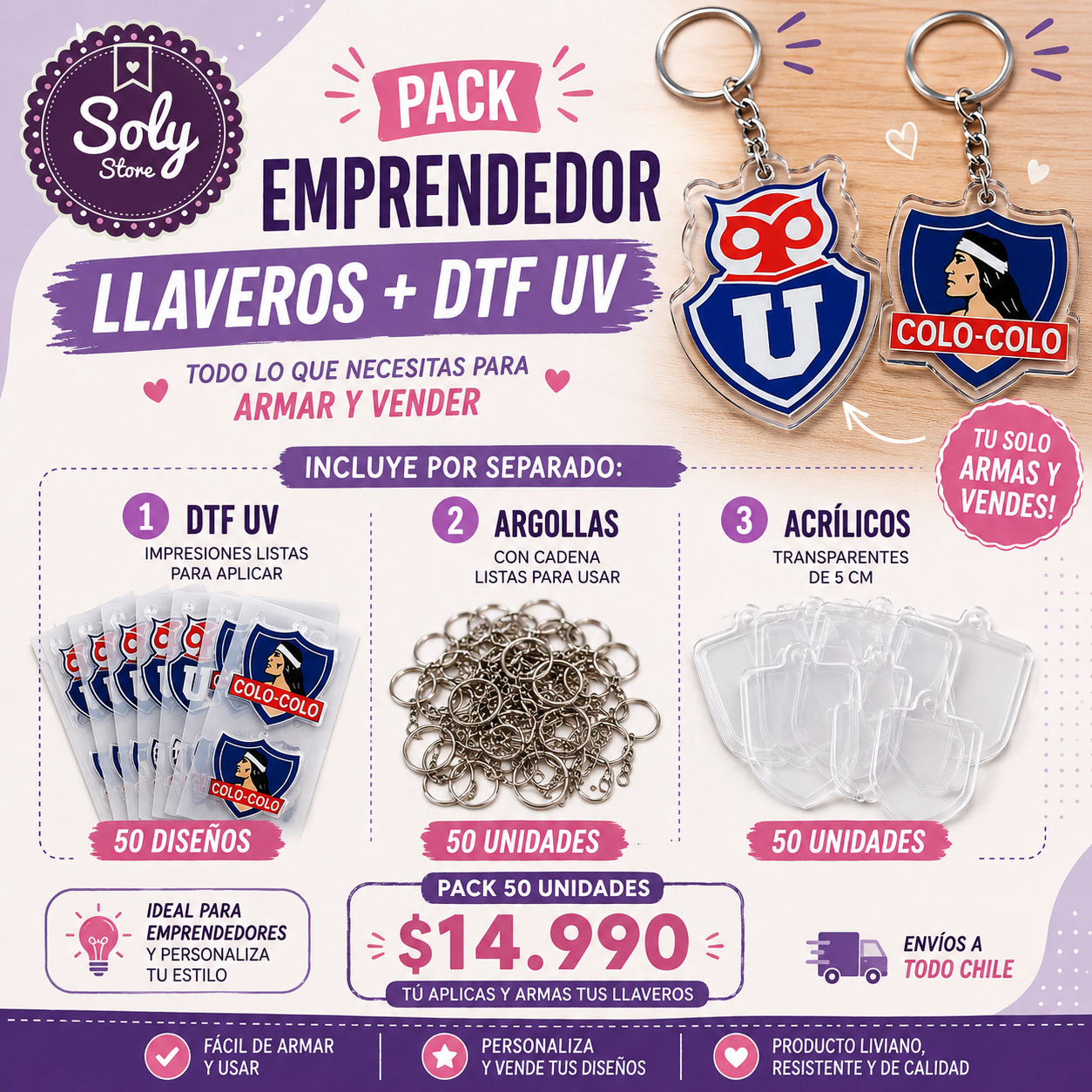 PACK EMPRENDEDOR ACRÍLICO + DTF UV COLO COLO / LA U