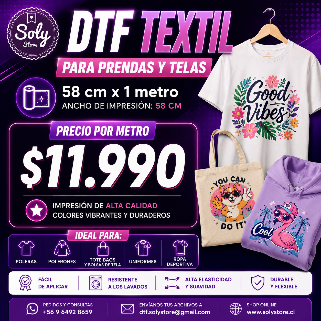 DTF TEXTIL PERSONALIZADO POR METRO
