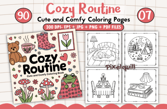 *Archivo Digital* Cute & Comfy Cozy Routine - Libro para colorear