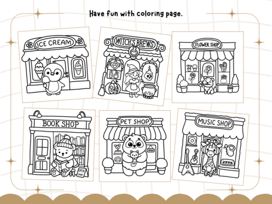 *Archivo Digital* Cute Store Front - Libro para Colorear