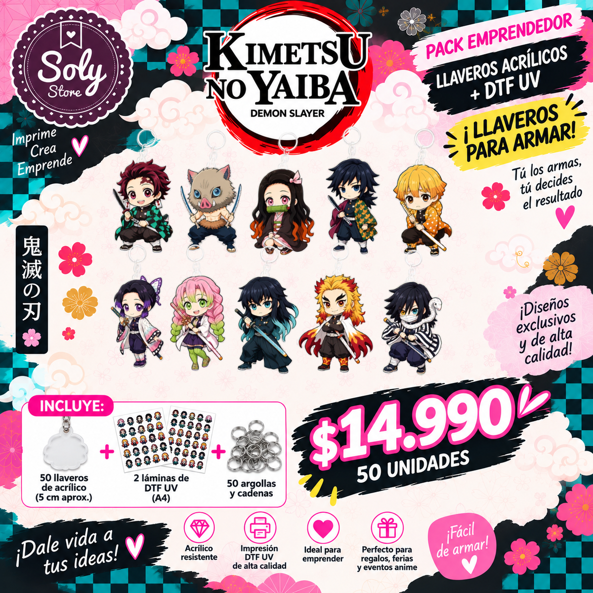 PACK EMPRENDEDOR LLAVEROS KIMETSU NO YAIBA / DEMON SLAYER