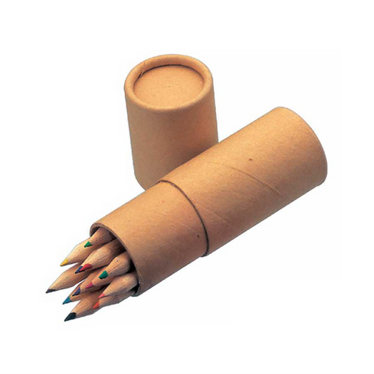 Pack 10 cajas con 12 lápices para personalizar (caja redonda)