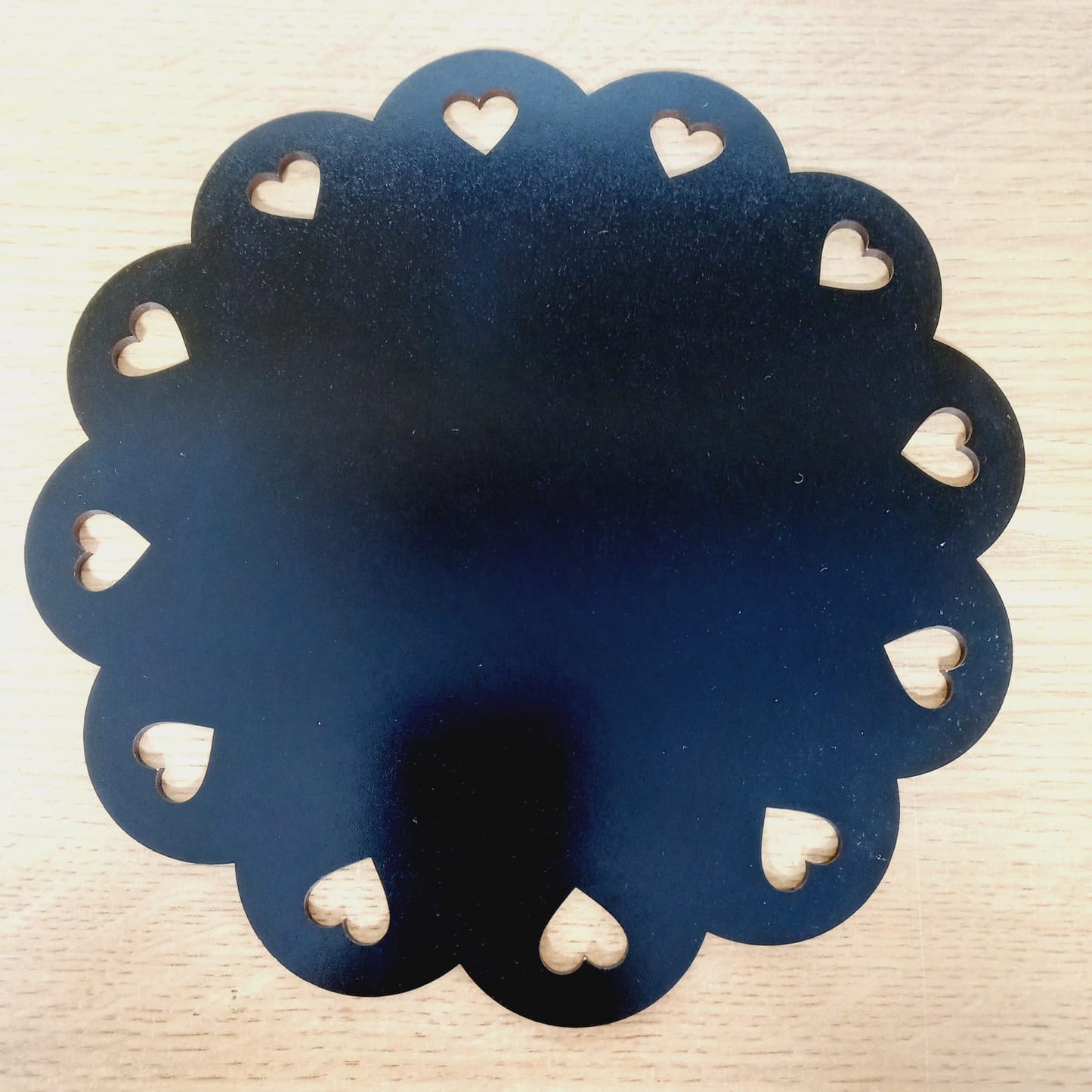 Pack 10un Bandeja Festón Corazón Torta Mdf Negro