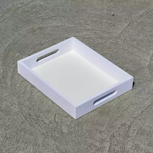 Bandeja PVC blanca con manillas 5 UNIDADES