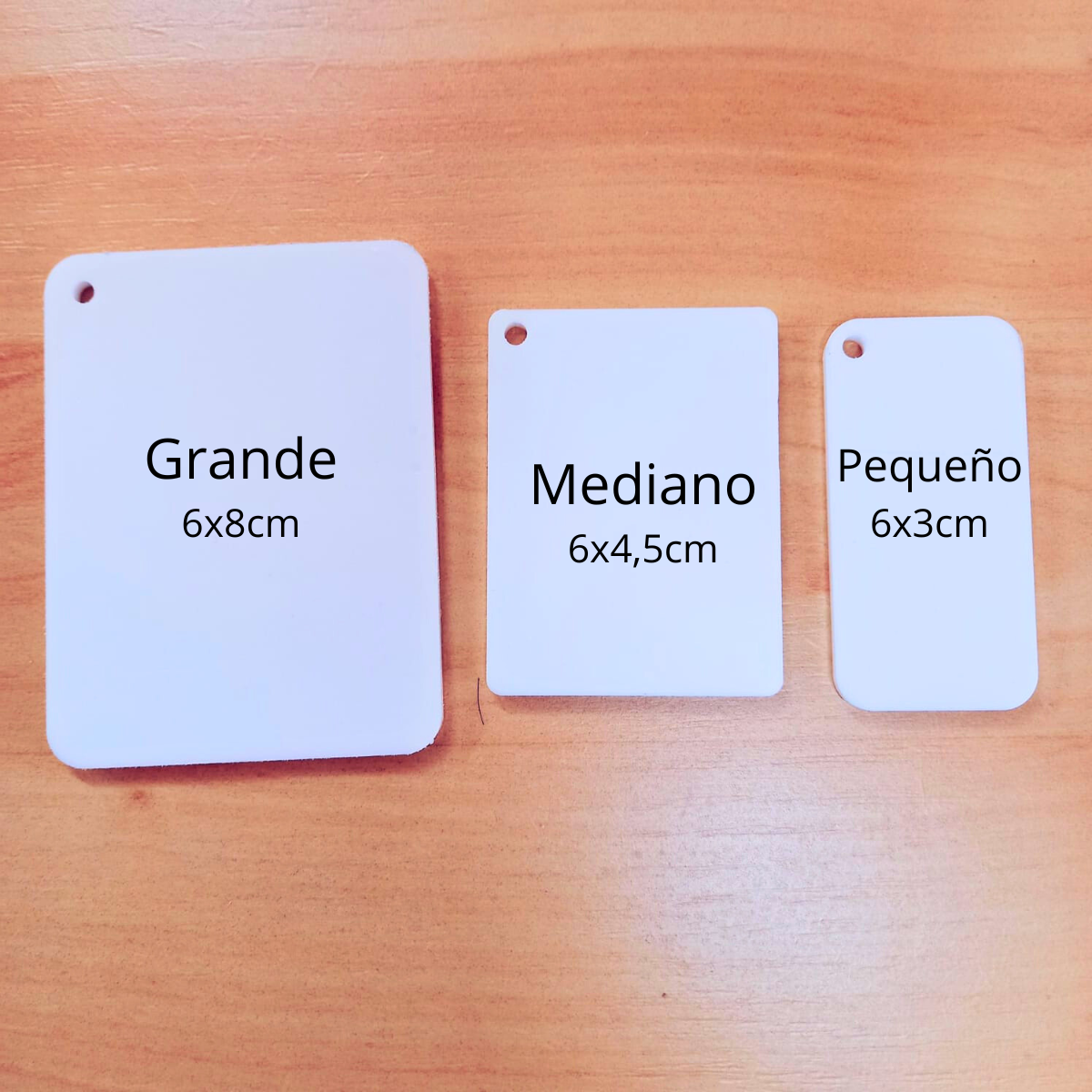 Acrílico para llavero Blanco Sublimable 6x3cm SIN ARGOLLA