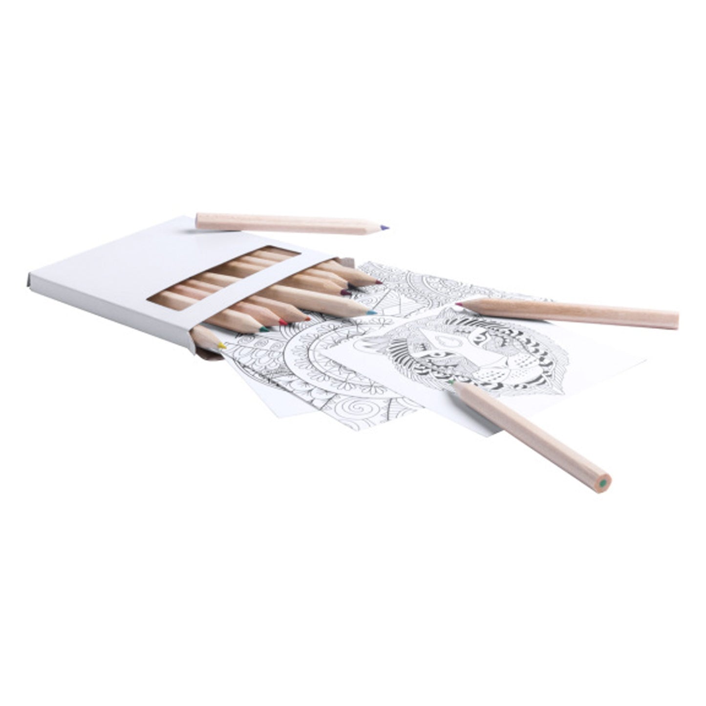 Set lápices + láminas para colorear - pack 10 un