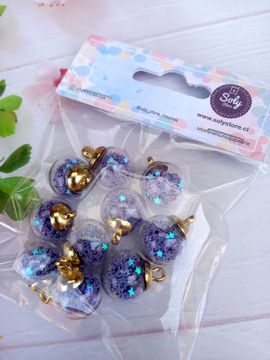 Dije esfera vidrio (10 un) diseño #11