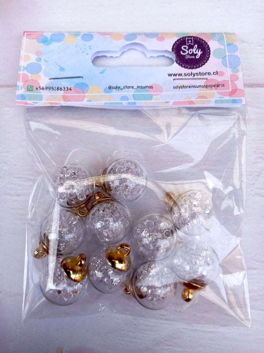 Dije esfera vidrio (10 un) diseño #15