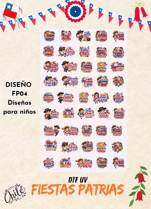 LIENZO DTF UV FIESTAS PATRIAS – FRASES CHILENAS- FP#04 – 58×100 CM