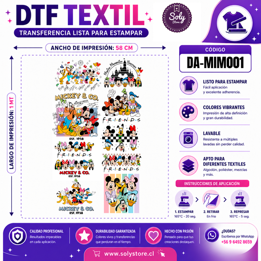 DTF TEXTIL - DIBUJOS ANIMADOS - #DA-MIM001