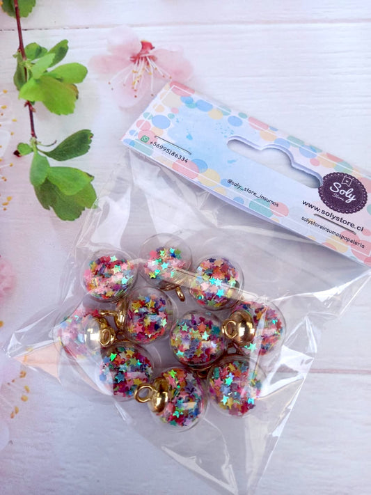 Dije esfera vidrio (10 un) diseño #1