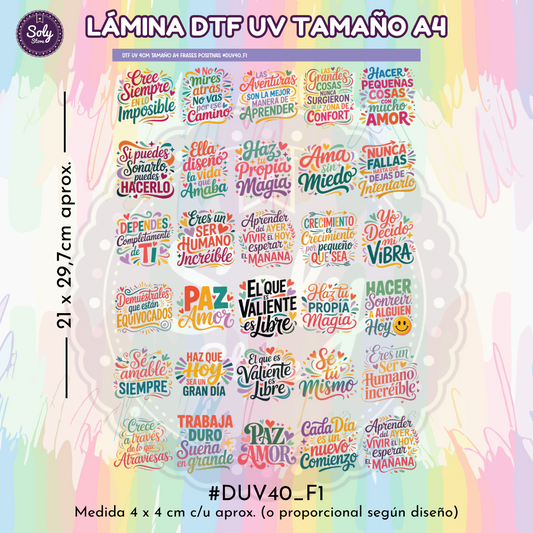 DTF UV FRASES POSITIVAS / MOTIVACIONALES #DTFUV40_F1