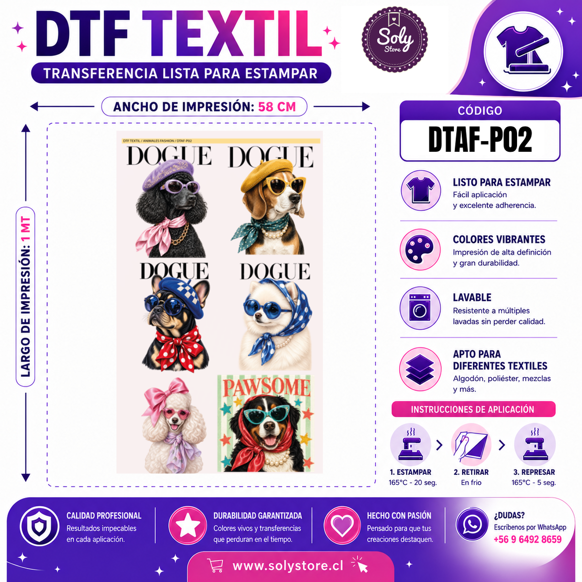 DTF Textil Animales Fashion 58x100 cm – DTAF-P02