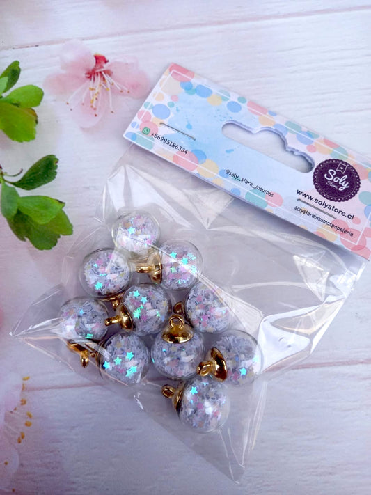 Dije esfera vidrio (10 un) diseño #2