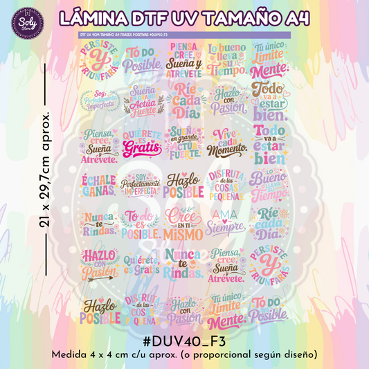 DTF UV FRASES POSITIVAS / MOTIVACIONALES #DTFUV40_F3