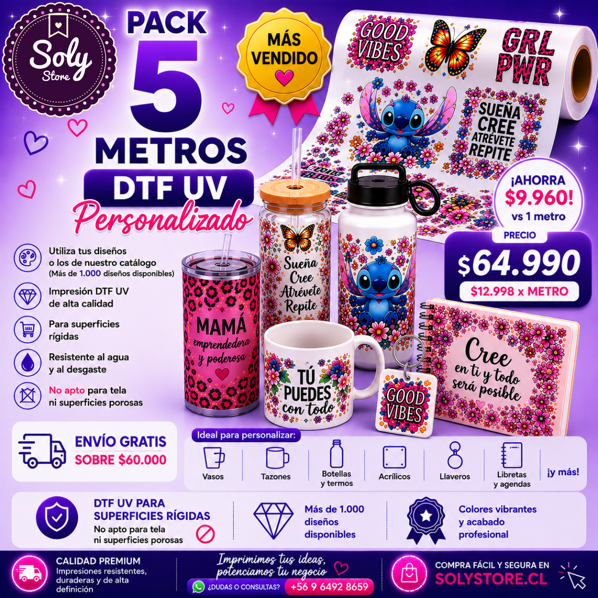 DTF UV PACK NEGOCIO - 5 METROS