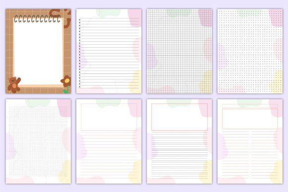 PACK 2 - 50 DISEÑOS HOJAS CUADERNOS PNG + JPG + CANVA