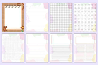 PACK 2 - 50 DISEÑOS HOJAS CUADERNOS PNG + JPG + CANVA