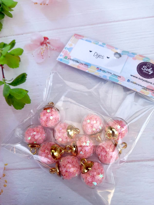 Dije esfera vidrio (10 un) diseño #4