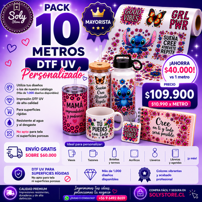 DTF UV PACK MAYORISTA - 10 METROS