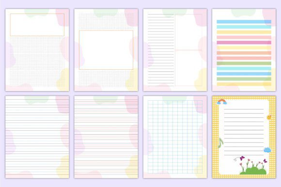 PACK 2 - 50 DISEÑOS HOJAS CUADERNOS PNG + JPG + CANVA