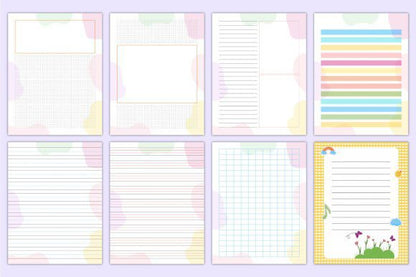 PACK 2 - 50 DISEÑOS HOJAS CUADERNOS PNG + JPG + CANVA