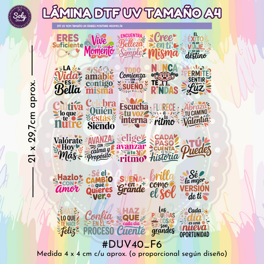 DTF UV FRASES POSITIVAS / MOTIVACIONALES #DTFUV40_F6