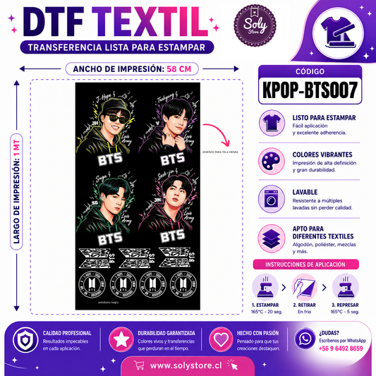 DTF TEXTIL - KPOP - #KPOP-BTS007