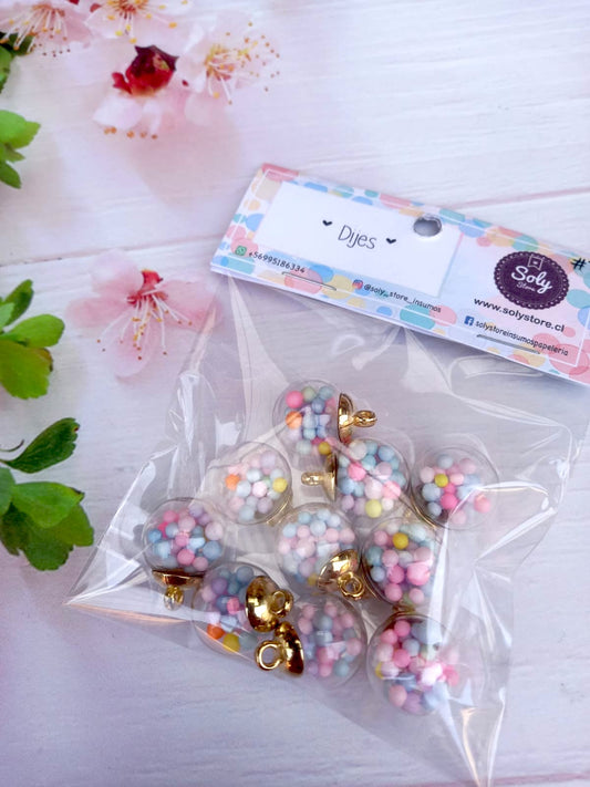 Dije esfera vidrio (10 un) diseño #7