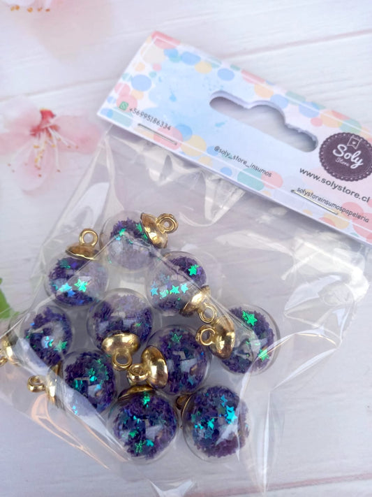 Dije esfera vidrio (10 un) diseño #8