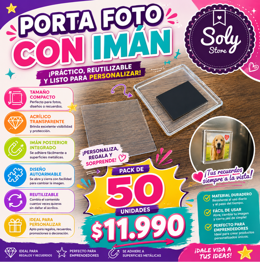 Porta Foto Acrílico con Imán – Pack 50 Unidades