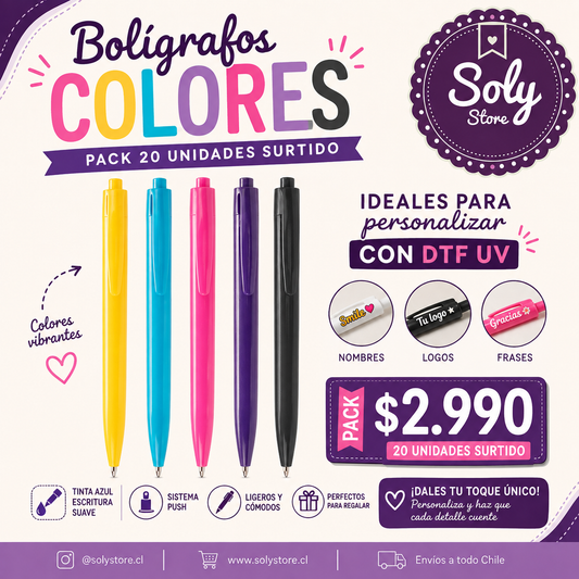 Boligrafos de Colores Pack 20un