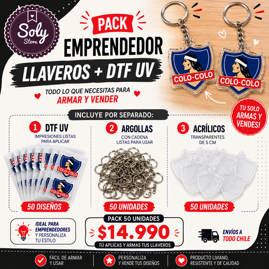 PACK EMPRENDEDOR LLAVERO ACRÍLICO + DTF UV COLO COLO