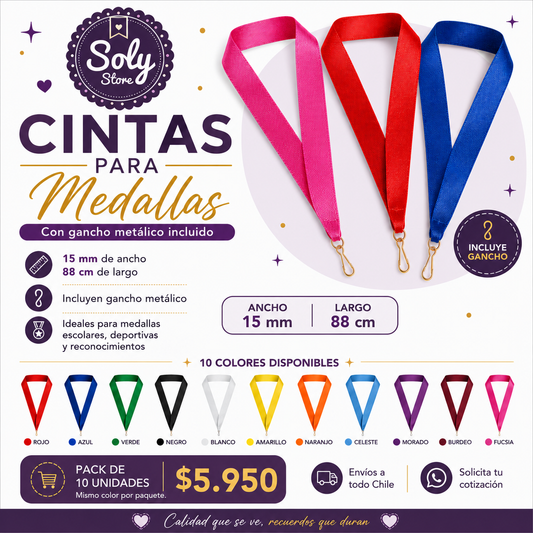 Cintas para medallas con gancho