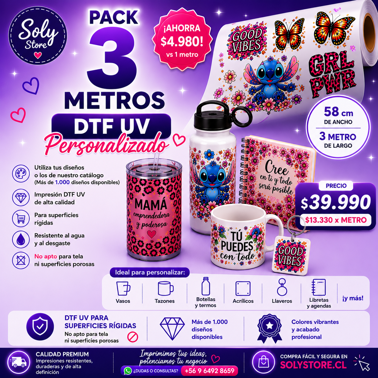 DTF UV PACK EMPRENDEDOR - 3 METROS