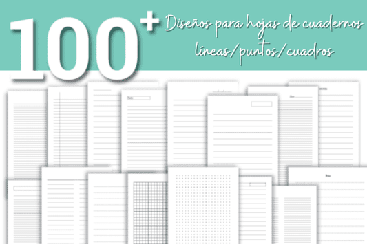 Pack 1 - 100 diseños para hojas de cuadernos (líneas-puntos-cuadros)