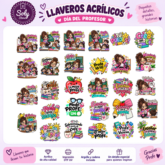 PACK EMPRENDEDOR LLAVERO ACRÍLICO + DTF UV DÍA DEL PROFESOR
