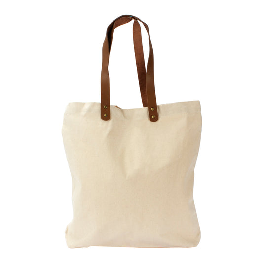 Bolsa grande Algodón Asa cuero 44 x 44 x 8 cm