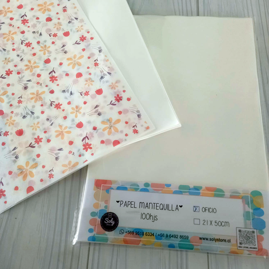 Papel Mantequilla para personalizar - 100 hojas