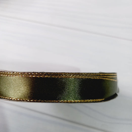 CINTA SATIN CON BORDE DORADO 50 MT - VERDE OSCURO