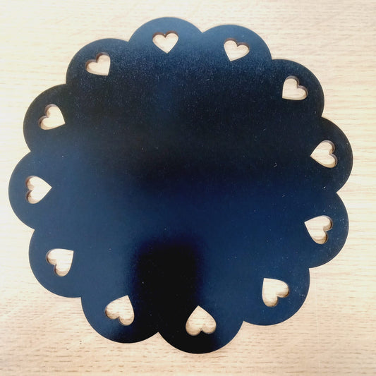 Pack 10un Bandeja Festón Corazón Torta Mdf Negro