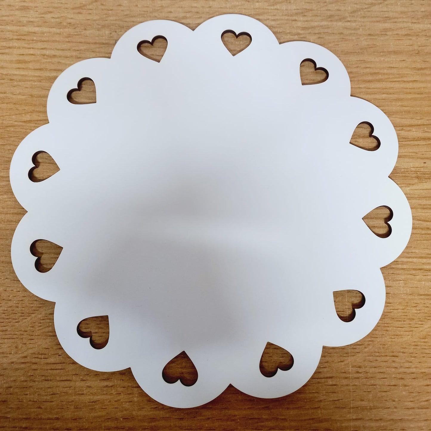 Pack 10un Bandeja Festón Corazón Torta Mdf Blanco