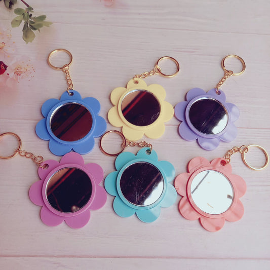 Llavero acrílico espejo para personalizar miX colores - DISEÑO FLOR