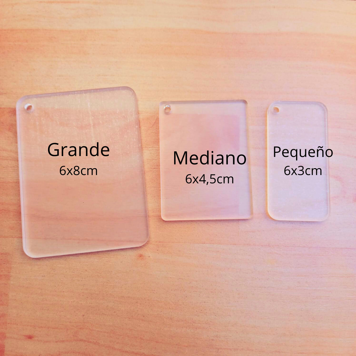 Acrílico para llavero Transparente 6x3cm SIN ARGOLLA