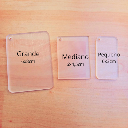 Acrílico para llavero Transparente 6x8cm SIN ARGOLLA